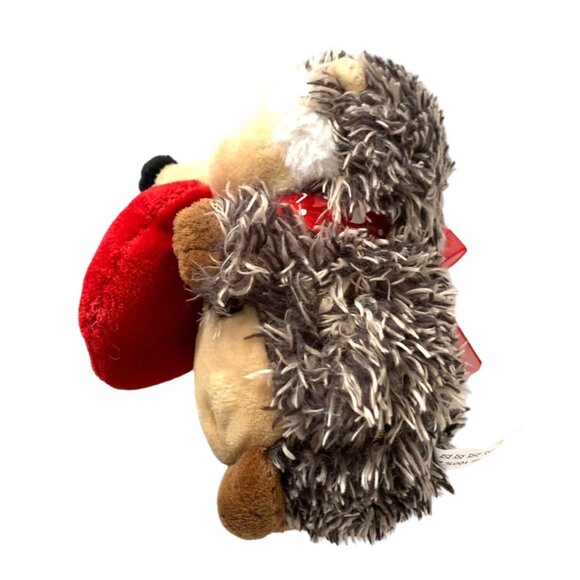 Bayview Hedgehog Plush Stuffed Animal Toy Holding Heart Red Bow 7 in Tall - Picture 4 of 4